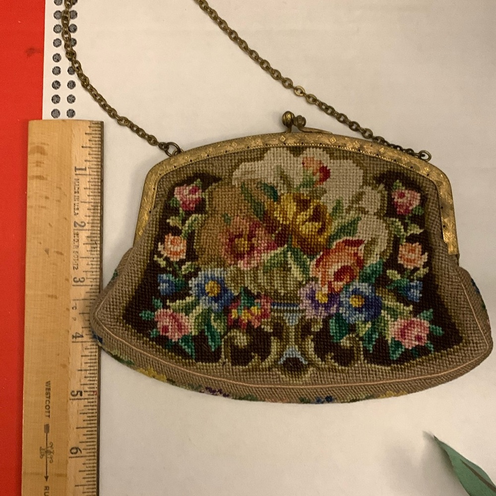 Vintage needle point accessory bag